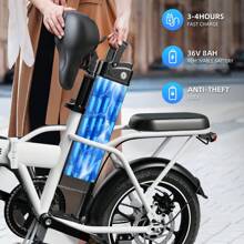 WIND HORSE Folding Electric Bike With 2 Seats, 16" Step-Over E Bike 25MPH Max Speed, 35 Miles Max Range (Pedal-Assist), Peak Power By 630W, Adults Electric Bicycle With 288Wh Removable Battery White
