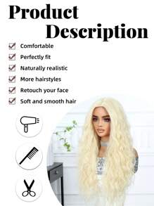 High Quality Fluffy Women's Wig Gold 28 "Mid-Length Curly Wig Synthetic Heat Resistant Fiber Perfect For Holiday Travel Family Party Cosplay Everyday Wear