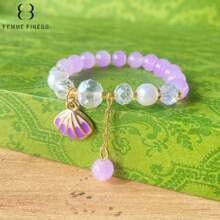 1 pieza Pulsera para niña marca Finess color rosa, pulsera hecha a mano con cuentas con diseños lindos de animales, océano y estrellas, adecuado para niños de 3 a 6 años, regalo de joyería de juguete colorida