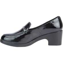 Black Leather Moccasin Shoe, Medium-Wide Heel And Round Last, Patent Leather Finish - 黑色 - 查看 4