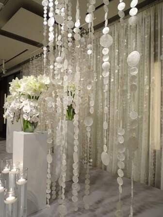 10 件/50 件 2 英寸白色仿珍珠贝壳花环，天然透明装饰花环，可拆卸和组装婚礼背景挂饰，派对背景装饰