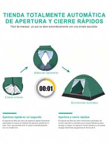 Tiendas Casa Campaña 3 Personas/gran Espacio /fácil Instalar - Verde Oscuro - Ver 5