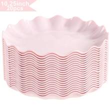 20Pcs Elegant Pink Plastic Plates - Choice Of 10.25" Dinner Or 7.5" Dessert Size - Heavy Duty Disposable Plates For Mother's Day Brunch, Tea Parties & Girls Birthdays - Hồng - Xem 2