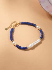 1pc 925 Sterling Silver Natural Pearl & Natural Jade Bracelet For Women, Suitable For Birthday Gifts And Daily Wear