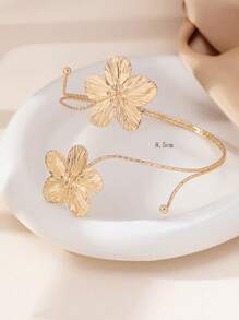 1pc Minimalist Geometric Petals Charm Bracelet For Women, Everyday Wear