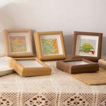 Oil Painting Stick Picture Frame Pendulum Table Mini Square Hollow Picture Frame Wooden DIY Frame Photo Frame
