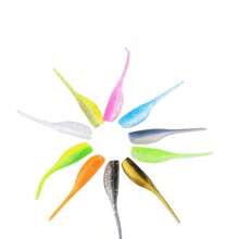 50pcs/Set 5cm/1.96in Soft Lure Bait, Dual-Color Tadpole Artificial Fishing Baits, Outdoor Saltwater Boat Fishing Lures, Fishing Accessories (Assorted Colors)