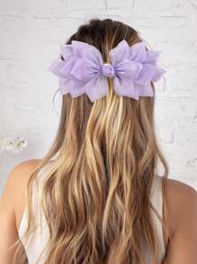 1件时尚优雅网纱粉色凤凰尾发夹，饰有花朵和蝴蝶结，女士发饰，适合派对、礼服、外出、旅行，也可作为母亲节礼物或情人节礼物。发夹、发爪、发卡、上学用品、大学、粉色发夹、女士度假装扮、蝴蝶结、可爱、优雅、少女、冬季女装、发饰、头饰、情人节配饰、女士发饰、发夹 - 灰色 - 查看 10