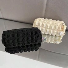 1 pieza Estuche lápices con forma de crema batida de gran capacidad, bolsa de papelería, bolsa de cosméticos con lindo dije aleatorio para estudiantes, color rosa