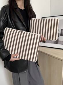 多色条纹灯芯绒笔记本电脑内胆包 11 英寸/14 英寸，通勤尺寸笔记本电脑包