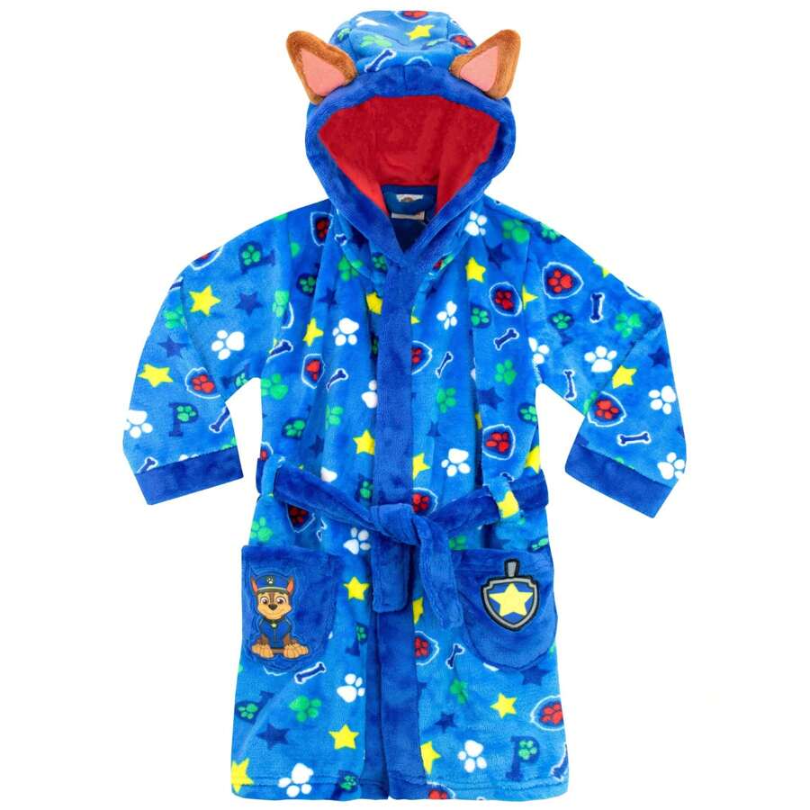 Paw Patrol Dressing Gown | Chase Boys' Fleeced Robe With Ears | Kids' Dressing Gowns - Blue - View 1