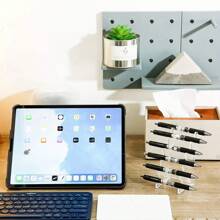 2 件套塑料笔架，6 槽笔架，眉笔架，化妆刷架，适合家庭、学校和办公室使用。坚固、节省空间、现代设计，增强桌面整洁度 - 彩色 - 查看 3