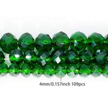 4/6/8 mm Perles plates facettées en cristal d'Autriche vert foncé pour la réalisation de boucles d'oreilles, bracelets, colliers, artisanat de fabrication de bijoux - Vert - Voir 10