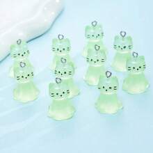 10pcs Lovely Glow-In-The-Dark 3D Cat Pendant, Transparent Resin Cat Pendant For DIY Necklace, Earrings, Bracelet And Keychain Jewelry Making, Colorful Resin Animal Charms Crafting Accessories - Luminous Resin Cat Pendant - View 15