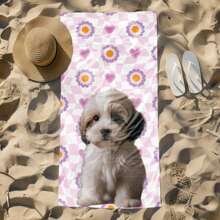 Personalized Pet Photo Beach Towel, Oversized Custom Cat Monogram Pool Towel, Dog Beach Towel For Kids, Vacation Gift, Picnic Towel