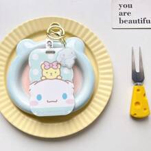 Sanrio Soporte para tarjetas Sanrio Hello Kitty, soporte para tarjetas de personajes de anime lindos, soporte para tarjetas de transporte con diseño de My Melody con borde curvo creativo, soporte para tarjetas de Cinnamoroll, soporte para tarjetas removible con llavero de Kuromi, soporte para tarjetas multifuncional y resistente al agua de Kuromi, accesorio de mochila con colgante de Pochacco