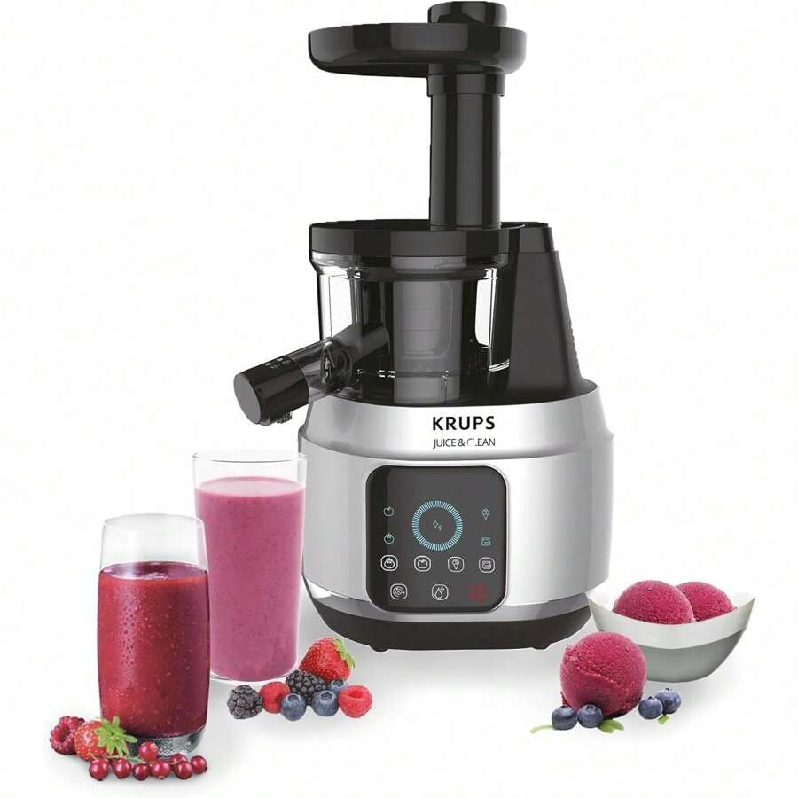 KRUPS Extractor Juice and Clean de Jugo con Display Touch, funcionamiento silencioso, con tecnología Easy Clean ahorra tiempo y esfuerzo, cuenta con sistema de prensado en frío, color Negro, ZB420EMX - 1 - Ver 1