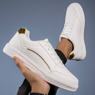 Spring New Skate Shoes Plus Size Men Shoes Versatile White Sneakers Leather Waterproof Non-Slip Casual Shoes For Youth Students