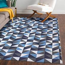 Living Room Bedroom Rug 1.00m X 1.35m Non-Slip - ABSTRACT BLUE - View 2