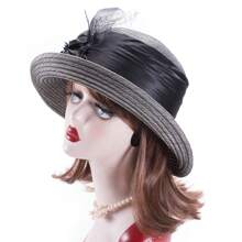 1buc Organza Ribbon Femei Stil Vintage Cloche Church Kentucky Derby Bridal Hat