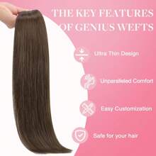 Genius Weft Human Hair Extensions Salon Quality Seamless Sew In Hair Extensions One Piece 50G Straight Hand Tied Invisible Genius Weft Easy To Style Real Human Hair - Dark Brown - View 3