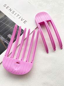 2pcs Women's Resin 6-Tooth And 3-Tooth Claw Hair Clips, Minimalist Daily Hair Styling Tools, Slouchy Front Hair Bangs Shaper For Voluminous Root