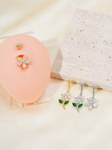 1pc Fashion Luxury Flower Shaped Navel Piercing Jewelry With Zirconia Stones Valentines,Mom,Mother,Mother's Day,Gift