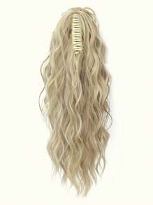 18" Ponytail Extension Claw Long Multi Layered Hair Fluffy Thick Water Wave Hair Jaw Clip In Fake Pony Tails Fake Hair Soft Natural Looking Synthetic Hairpiece For Women Bleach Blonde With Brown Highlights Hair Extensions - 金色 - 查看 3