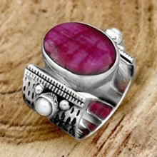 Retro Wide Band Ring With Red Cubic Zirconia, Engagement/Wedding Ring For Bride, Thoughtful Anniversary/Birthday/Christmas/Valentine's Day/Mother's Day Gift,Mom,Mother,Mother's Day,Gift