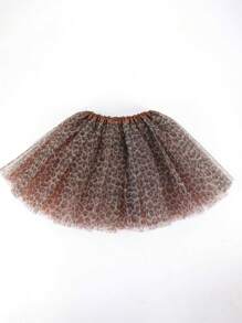 Young Girl Tulle Leopard Print TUTU Skirt - Brown - View 2