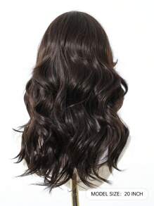 22 Inch Long Curly Wig With Bangs, Black Wavy Synthetic Hair Wig For Women, Suitable For Daily Wear And Parties - Black Brown - View 6