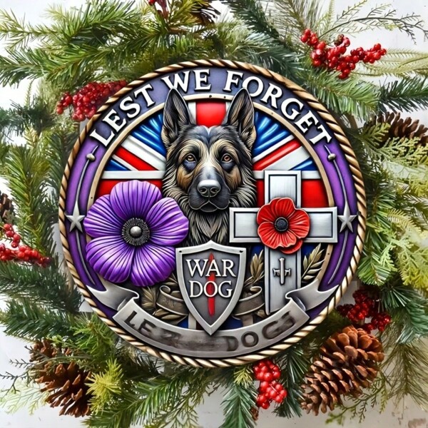 Room Decor 1pc "Don't Forget" War Dog Purple Poppy Sign - Versatile Wall Decor For Home, Office, Bar, Cafe, Club, Gym, Outdoor Spaces - Metal Plaque For New Year's Gift