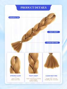 1条24英寸100克/条巨型编织接发，颜色可选：棕色、粉色、金色、紫色、蓝色、绿色、红色、灰色，适合女性日常、节日、派对、圣诞节、音乐节、嘉年华、新年等场合，可作为礼物赠送。YAKI纹理。