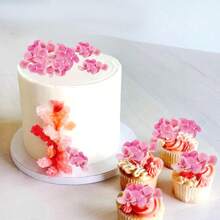 10 piezas de decoraciones para pasteles con flores artificiales - Tóper para pastel de cumpleaños feliz, decoraciones para pasteles de boda, compromiso, baby shower, cumpleaños, cupcakes, aniversario y fiestas
