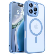Magnetic Compatible With IPhone 16/15/14/13/12/11 Series Case, Upgraded [Full Camera Protection] [Compatible With Magsafe] [Translucent Matte] Shockproof Protective Phone Case Gift For Birthday, Mother, Family, Friends, Boyfriend, Girlfriend - Baby Blue - View 1