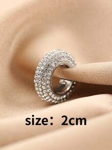 1 bộ Bông tai kẹp thời trang mới đính đá dày trang trí màu vàng/bạc thường ngày phù hợp cho phụ nữ - 34010295 - Xem 16