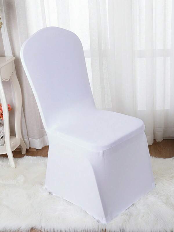 10/50pcs White Stretch Spandex Chair Covers Wedding Banquet Events Party Universal Dining Decoration Scuba Elastic Chair Covers Good (White)