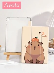 1个可爱水豚平板电脑保护套，兼容三星、iPad等，防震，带笔槽，支持睡眠/唤醒功能