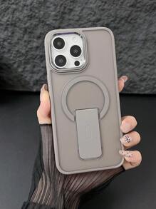 奢华磁吸无线充电保护壳，带支架，哑光表面，兼容三星S23/S24/S25 Ultra Plus，17英寸，防震软边框，金属摄像头保护盖，兼容 - 灰色 - 查看 5