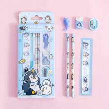 1 pieza Estuche para lápices con inspiración animal, que cumple con múltiples necesidades, set de 6 piezas de artículos de papelería como regalo, artículos de papelería portátiles