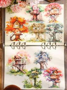 10 Forest Series Landscape PET Waterproof Stickers For Pencil Case Mobile Phone Case Photo Album Account Skateboard Shoes Water Cup Bag Stickers, Back To School Gifts