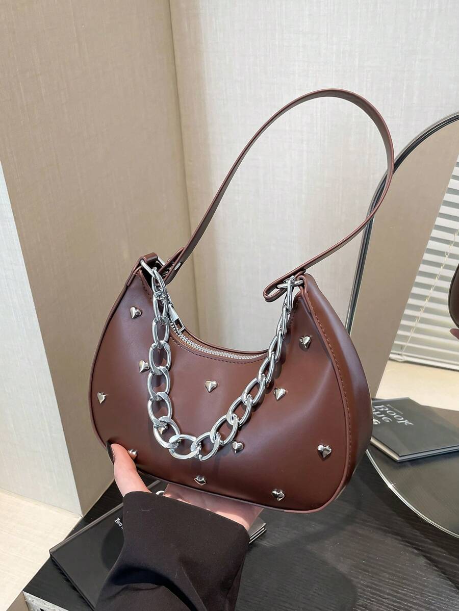 Bolso de hombro minimalista 2025 para mujeres, bolso casual de oficina y viaje debajo del brazo, bolso de cadena de unicolor, adecuado como regalo del Día de San Valentín, bolso de mano de uso diario para mujeres jóvenes, estudiantes universitarias y damas de oficina, perfecto para oficina, escuela, trabajo, negocios y transporte