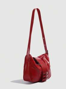 Sac à épaule/sac banane rétro rouge, grande capacité, sac cabas de mode haut de gamme - Rouge - Voir 4