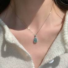 1 件女士奢华迷你葫芦水钻吊坠项链，优雅链式珠宝，极简主义专属设计礼物 - 項鍊 - 查看 4