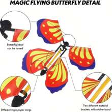 10 pièces Jouets papillon magique, papillons en papier à ressort avec élastiques, diverses couleurs, cadeaux pour fête surprise, cartes d'anniversaire, Halloween, Noël et cadeaux de Thanksgiving.