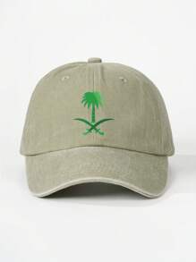 1pc Women's Palm Tree Printed Washed Baseball Cap, Adjustable Outdoor Sun Protection Leisure Hat, Suitable For Spring, Autumn, Travel, Beach, Also Fit For Men, Y2K Style