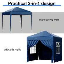 LOEFME 2m X 2m Pop Up Heavy Duty Gazebo With Sides & Carry Bag, Marquee Garden Party Tent Outdoor Waterproof And Rainproof - Blue - View 9