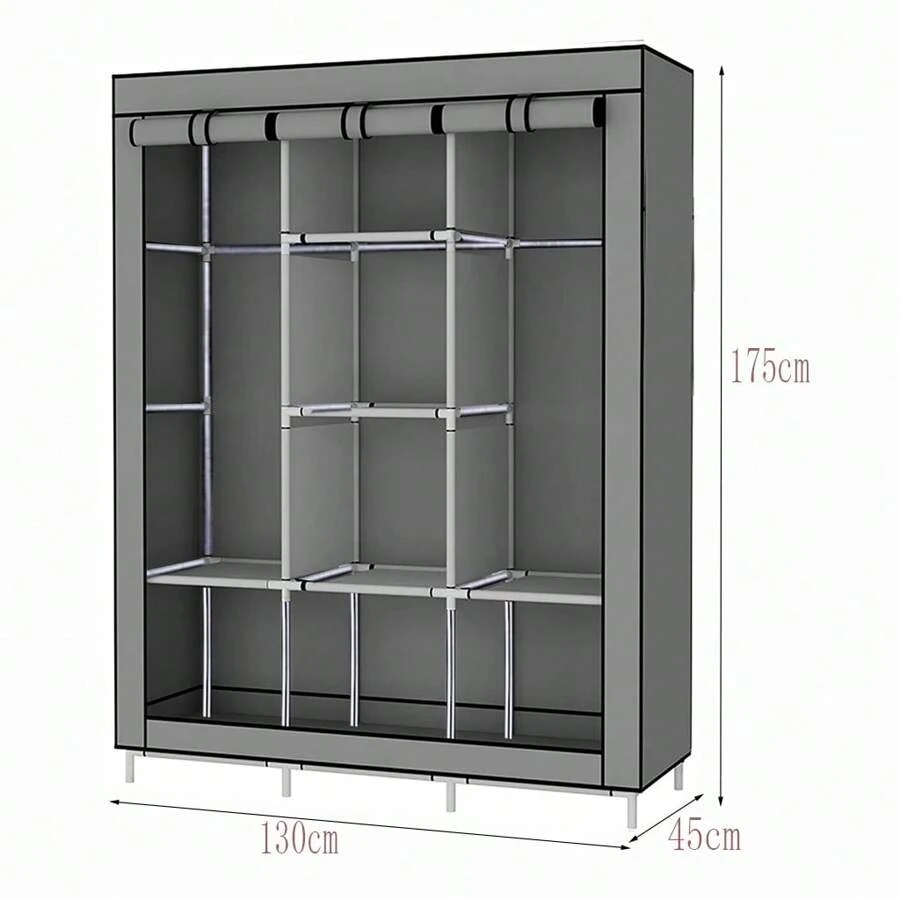 Modular, Foldable Wardrobe With Fabric Cover - Xám - Xem 1