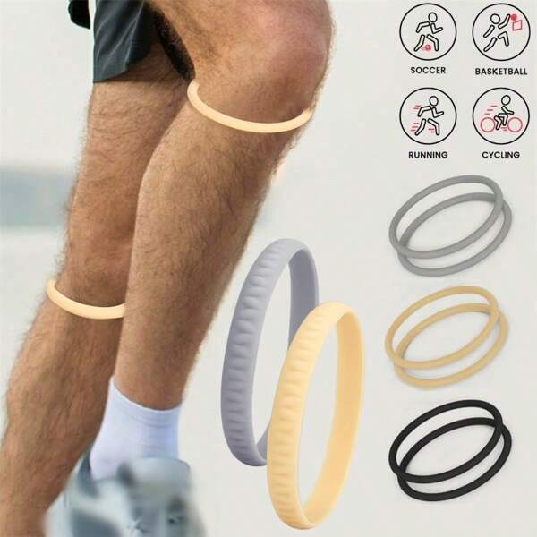 2 peças de suporte de joelho para patela pequena de silicone esportivo, equipamento de proteção de articulação de basquete e futebol, fixação elástica com absorção de choque