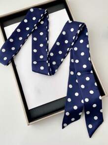 1pc Women Bandana Polka Dot Narrow Long Scarf, Pointed End, Versatile For Tying On Bags, Shirts, Fashion Scarves For Dress - Polka Dot Silk Scarf - View 16